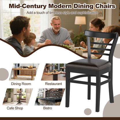 Set of 2 Wooden Dining Chair with Rubber Wood Legs for Restaurant, Black Dining Chairs at Gallery Canada