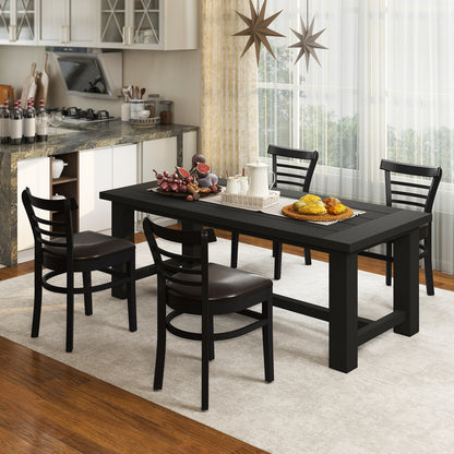 Set of 2 Wooden Dining Chair with Rubber Wood Legs for Restaurant, Black Dining Chairs at Gallery Canada