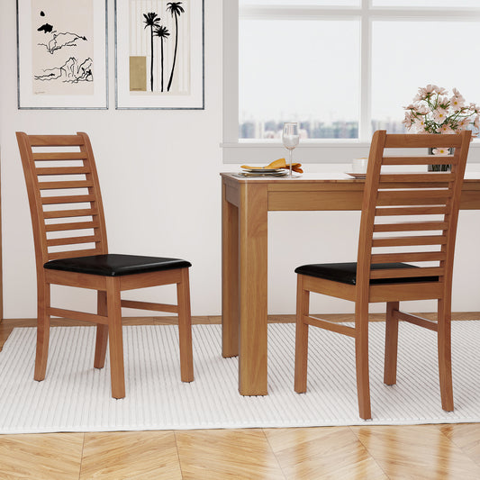 Set of 2 Wooden Dining Chair with Rubber Wood Legs for Living Room, Brown Dining Chairs Brown at Gallery Canada