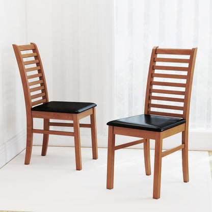 Set of 2 Wooden Dining Chair with Rubber Wood Legs for Living Room, Brown Dining Chairs at Gallery Canada