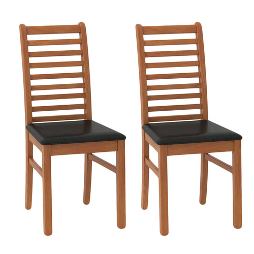 Set of 2 Wooden Dining Chair with Rubber Wood Legs for Living Room, Brown