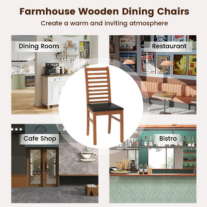 Set of 2 Wooden Dining Chair with Rubber Wood Legs for Living Room, Brown Dining Chairs at Gallery Canada