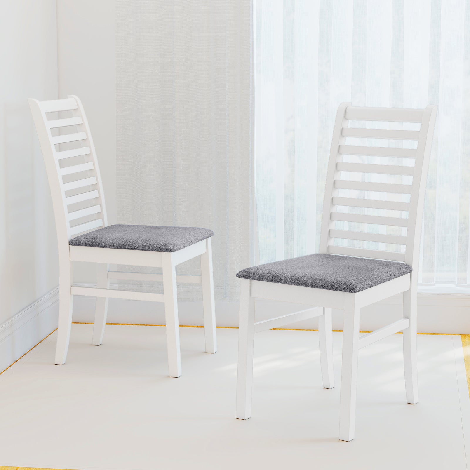 Set of 2 Wooden Dining Chair with Rubber Wood Legs for Living Room, White Dining Chairs at Gallery Canada