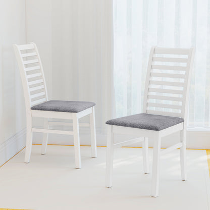 Set of 2 Wooden Dining Chair with Rubber Wood Legs for Living Room, White Dining Chairs at Gallery Canada