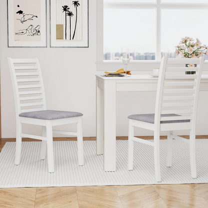 Set of 2 Wooden Dining Chair with Rubber Wood Legs for Living Room, White Dining Chairs at Gallery Canada