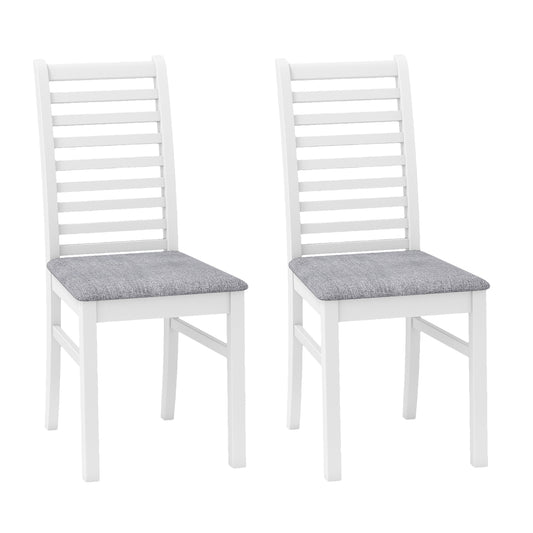 Set of 2 Wooden Dining Chairs, Rubber Wood Legs, White Dining Chairs White at Gallery Canada
