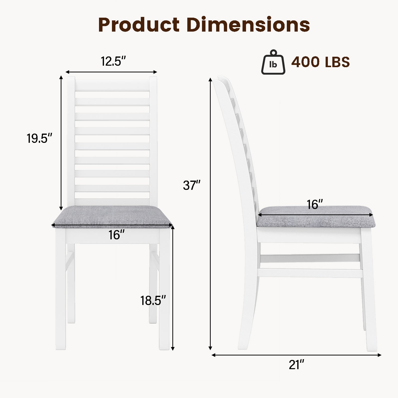 Set of 2 Wooden Dining Chair with Rubber Wood Legs for Living Room, White Dining Chairs at Gallery Canada