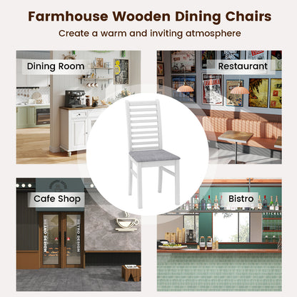 Set of 2 Wooden Dining Chair with Rubber Wood Legs for Living Room, White Dining Chairs at Gallery Canada