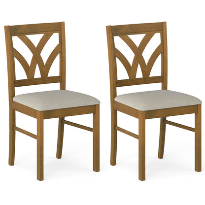 Set of 2 Wooden Dining Chairs Upholstered with Hollowed Backrest and Soft Padded Seat, Oak Dining Chairs at Gallery Canada