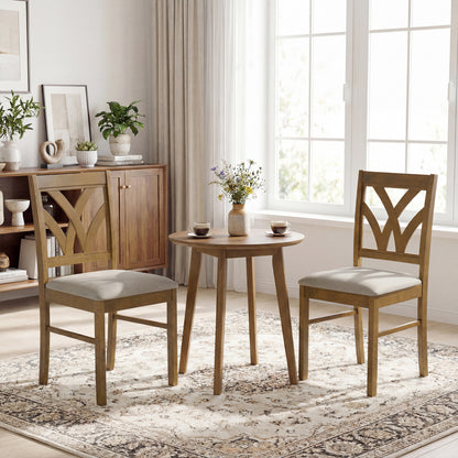 Set of 2 Wooden Dining Chairs Upholstered with Hollowed Backrest and Soft Padded Seat, Oak Dining Chairs at Gallery Canada
