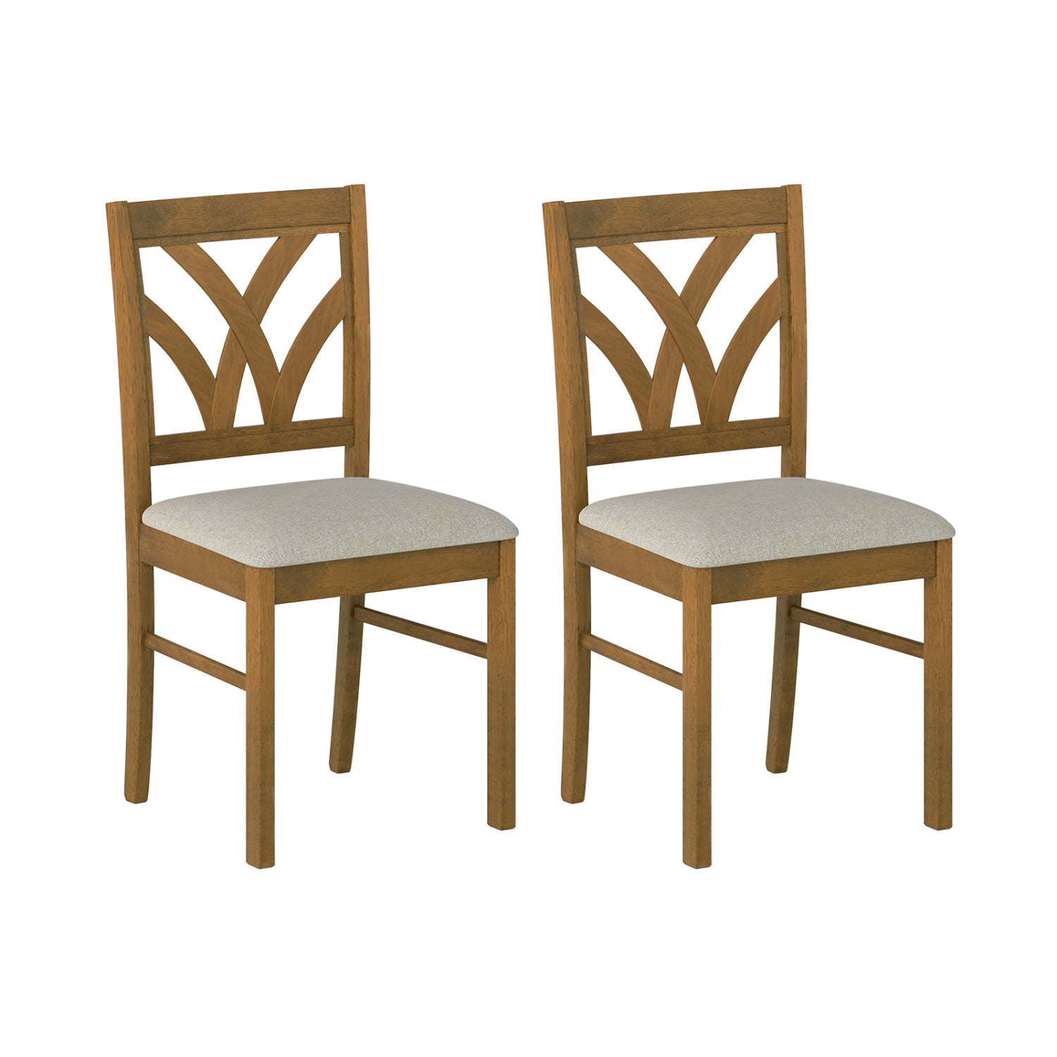 Set of 2 Wooden Dining Chairs Upholstered with Hollowed Backrest and Soft Padded Seat, Oak Dining Chairs Oak at Gallery Canada