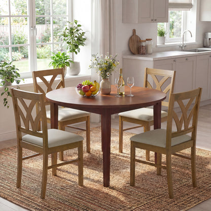 Set of 2 Wooden Dining Chairs Upholstered with Hollowed Backrest and Soft Padded Seat, Oak Dining Chairs at Gallery Canada