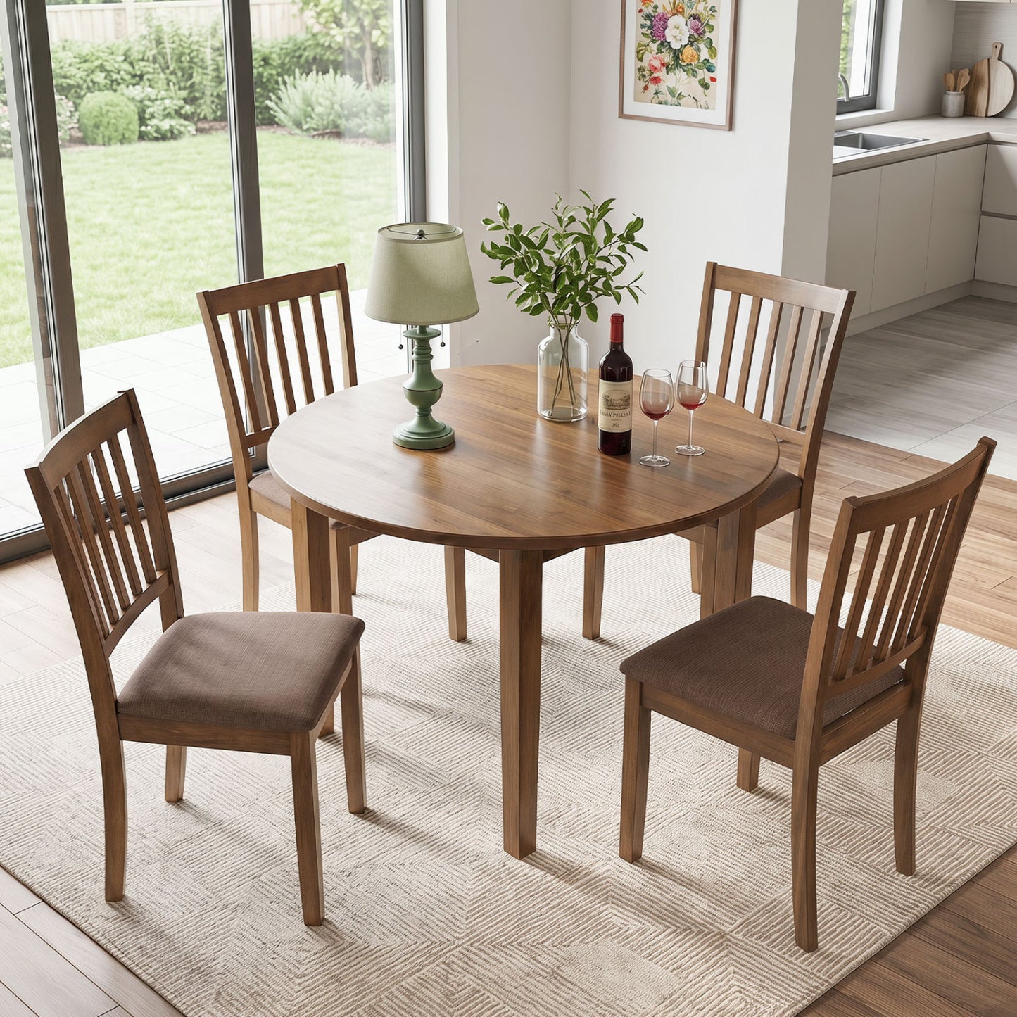 Set of 2 Upholstered Wooden Dining Chairs