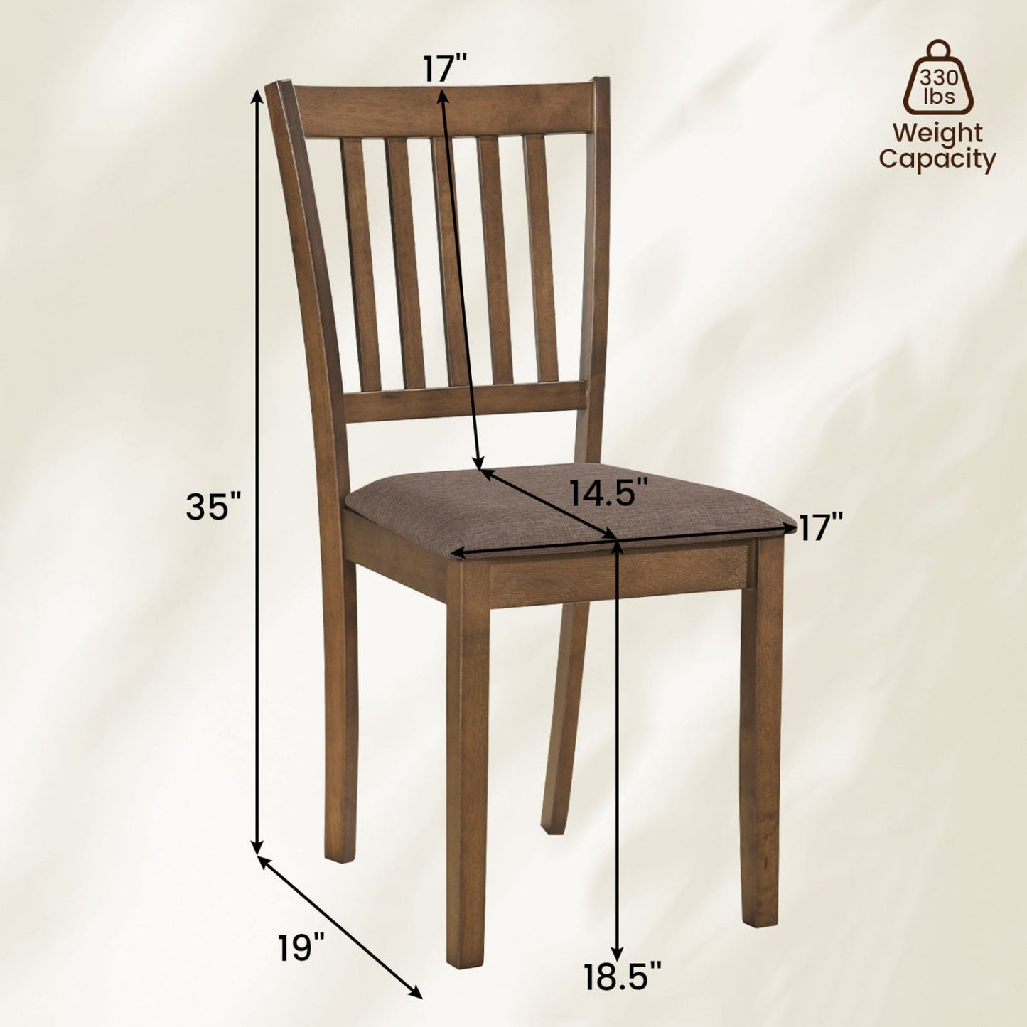 Set of 2 Upholstered Wooden Dining Chairs