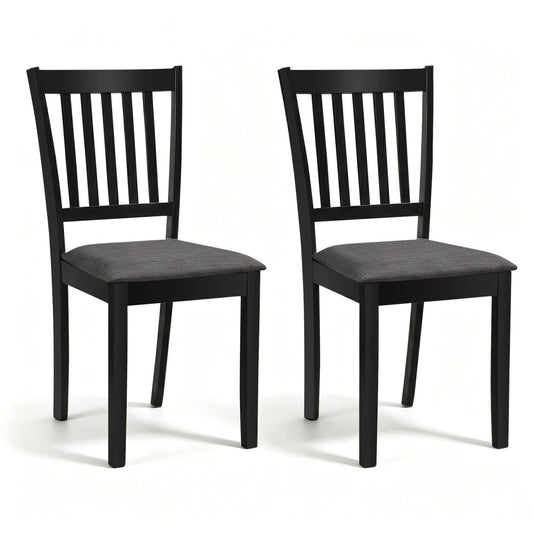 Set of 2 Wooden Dining Chairs, Upholstered, Rubber Wood Frame, Black Dining Chairs Black at Gallery Canada