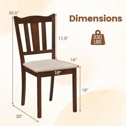 2 Wooden Dining Chairs, Hollow Back, Cushion, Walnut