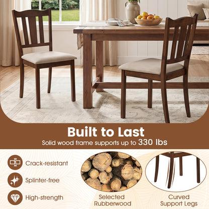 2 Wooden Dining Chairs, Hollow Back, Cushion, Walnut