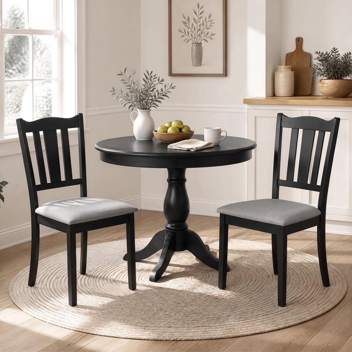 Set of 2 Wooden Dining Chairs, Black Dining Chairs at Gallery Canada