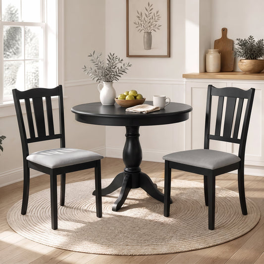 Set of 2 Wooden Dining Chairs, Black Dining Chairs Black at Gallery Canada