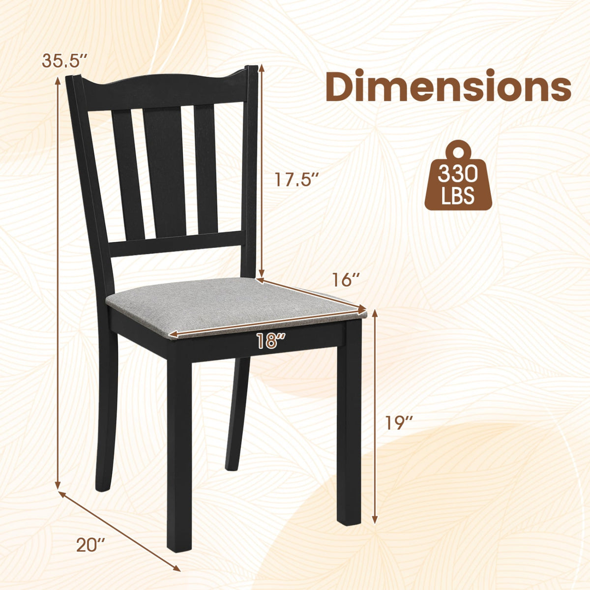Set of 2 Wooden Dining Chairs, Black Dining Chairs at Gallery Canada