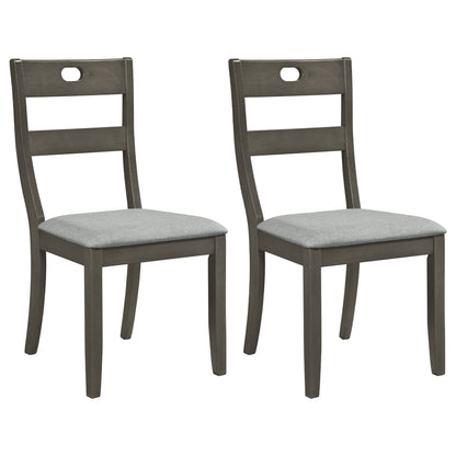 2 Wooden Dining Chairs, Padded Seats, Rubber Wood Frame, Gray