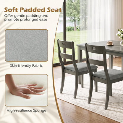 2 Wooden Dining Chairs, Padded Seats, Rubber Wood Frame, Gray