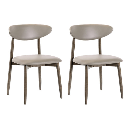 Set Of 2 Wooden Dining Chairs, Curved Backrest, Gray