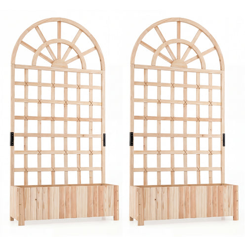 Wooden Raised Garden Bed With Trellis, 71