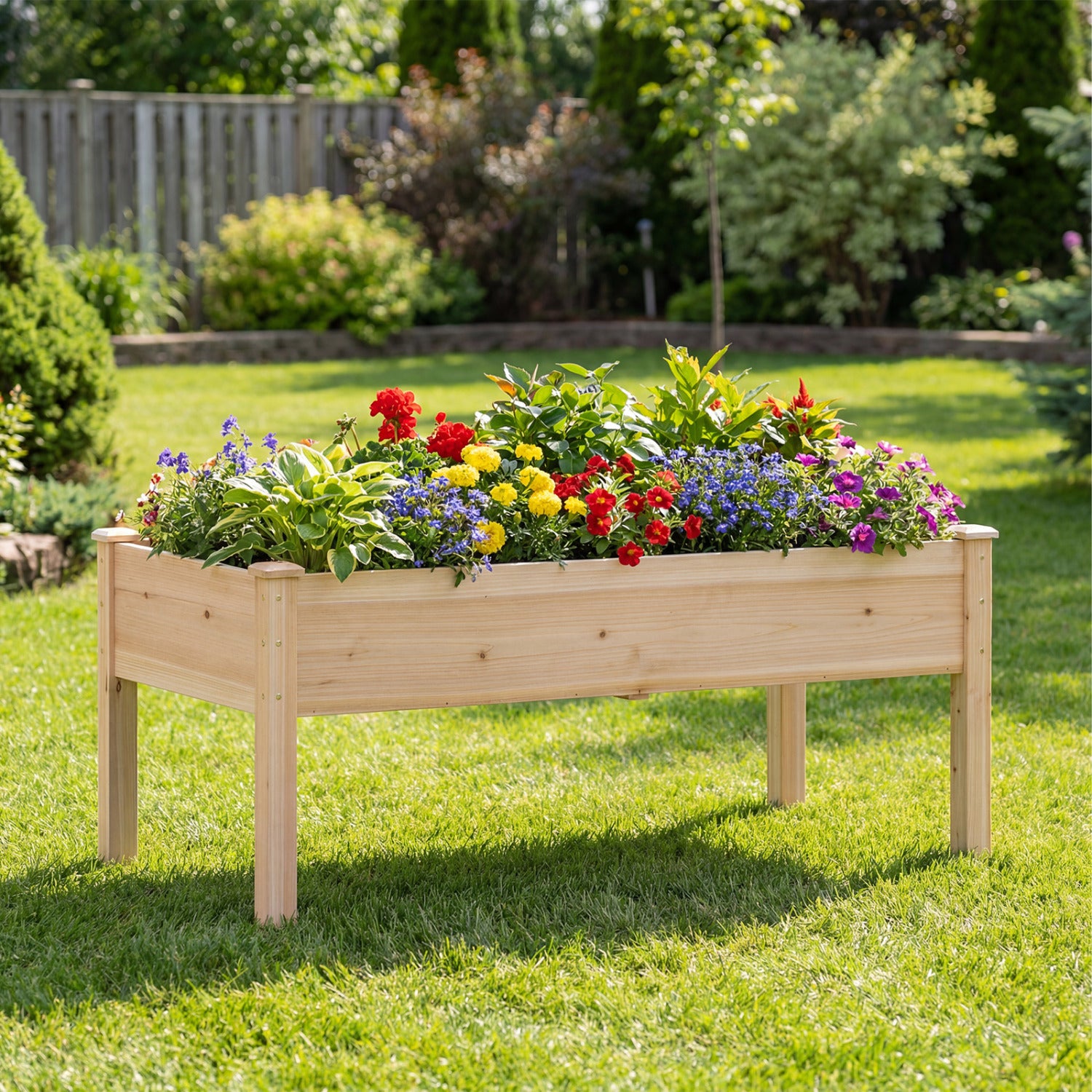 Wooden Raised Garden Bed Set, 2 Elevated Planter Boxes, Natural Fir Wood Raised Garden Beds at Gallery Canada