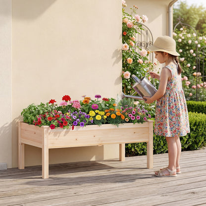 Wooden Raised Garden Bed Set, 2 Elevated Planter Boxes, Natural Fir Wood Raised Garden Beds at Gallery Canada