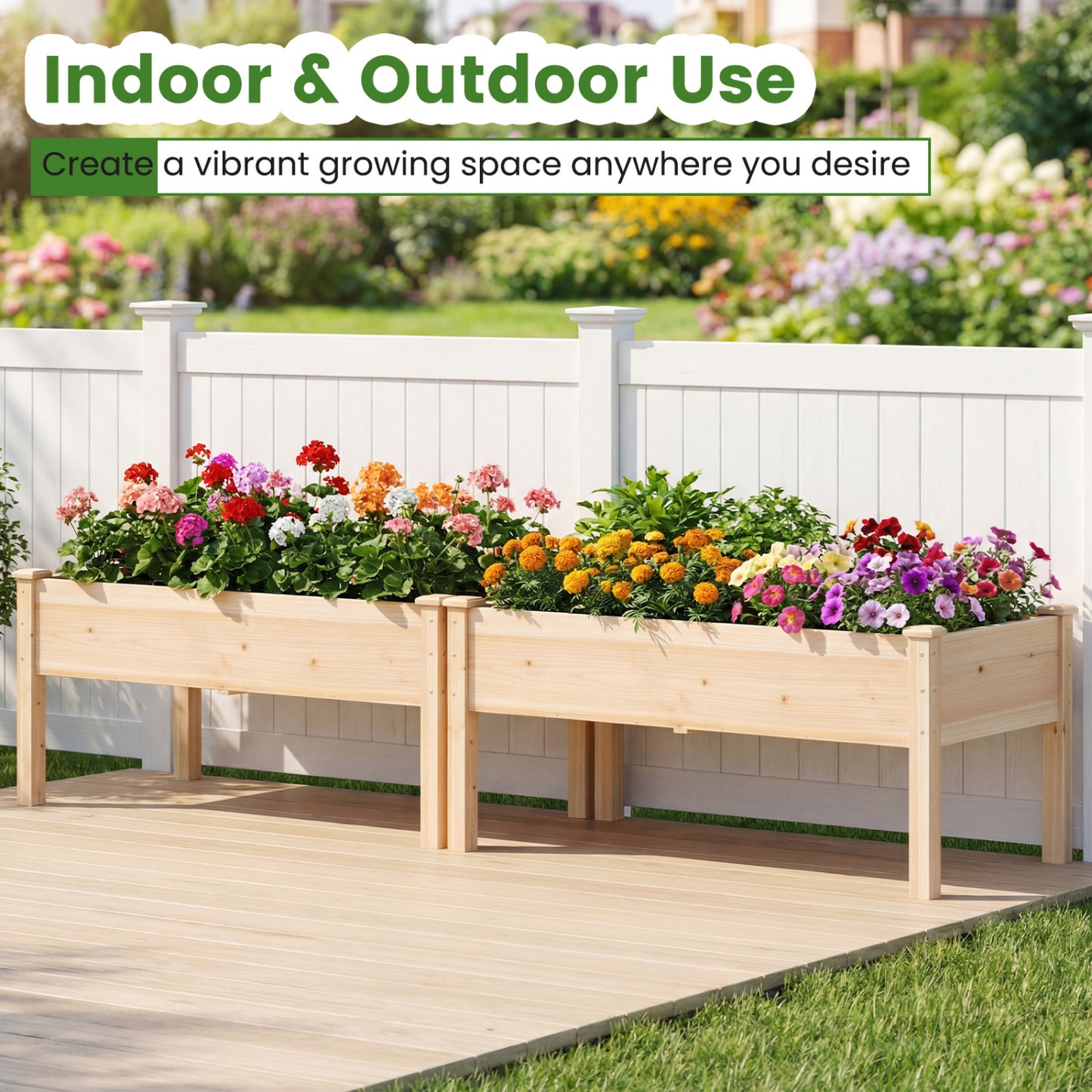 Wooden Raised Garden Bed Set, 2 Elevated Planter Boxes, Natural Fir Wood Raised Garden Beds at Gallery Canada
