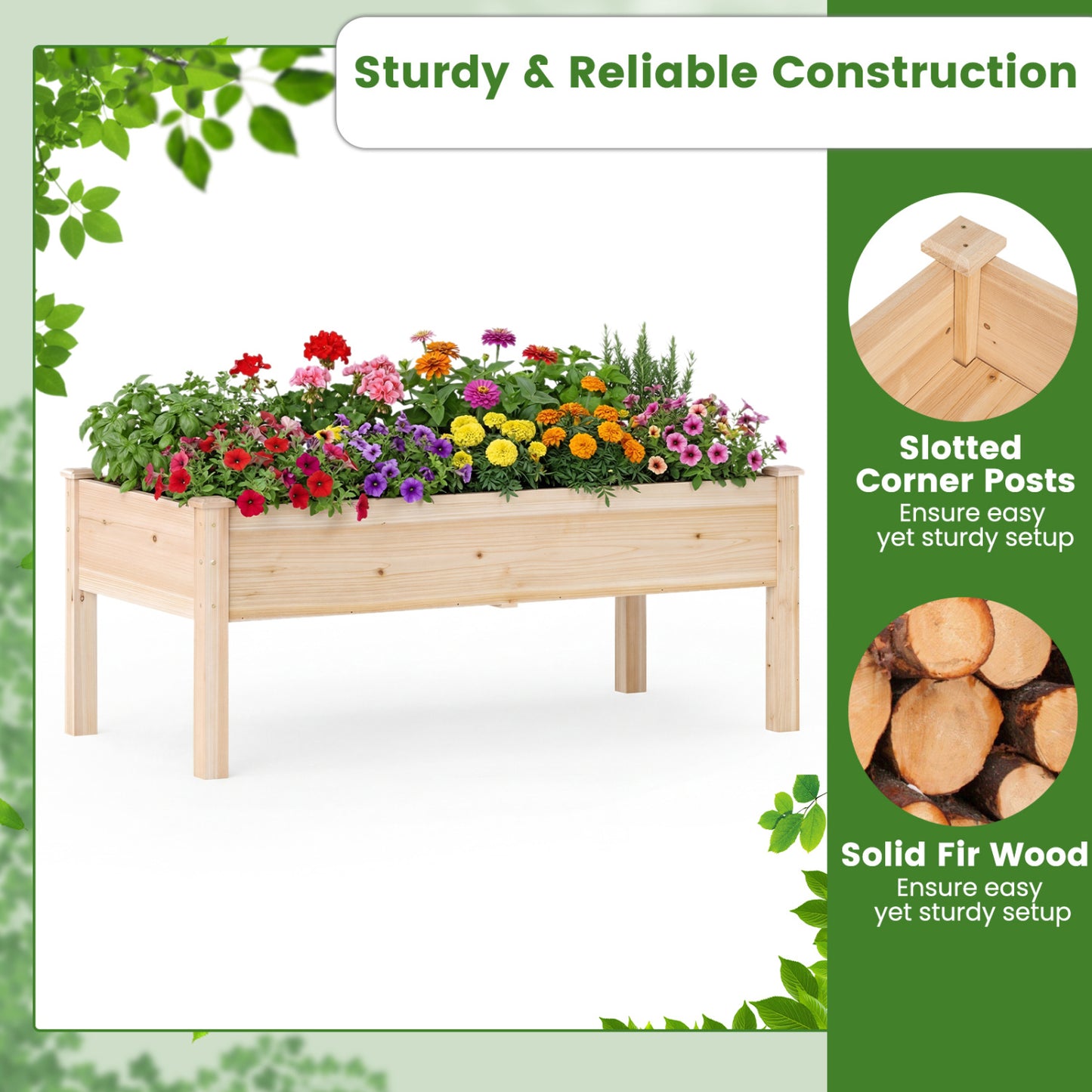 Wooden Raised Garden Bed Set, 2 Elevated Planter Boxes, Natural Fir Wood Raised Garden Beds at Gallery Canada