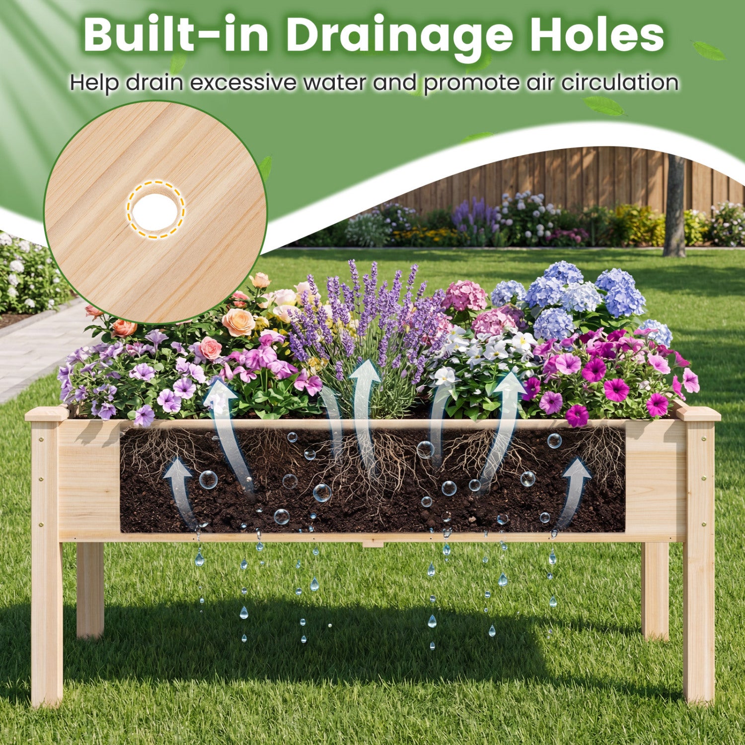 Wooden Raised Garden Bed Set, 2 Elevated Planter Boxes, Natural Fir Wood Raised Garden Beds at Gallery Canada