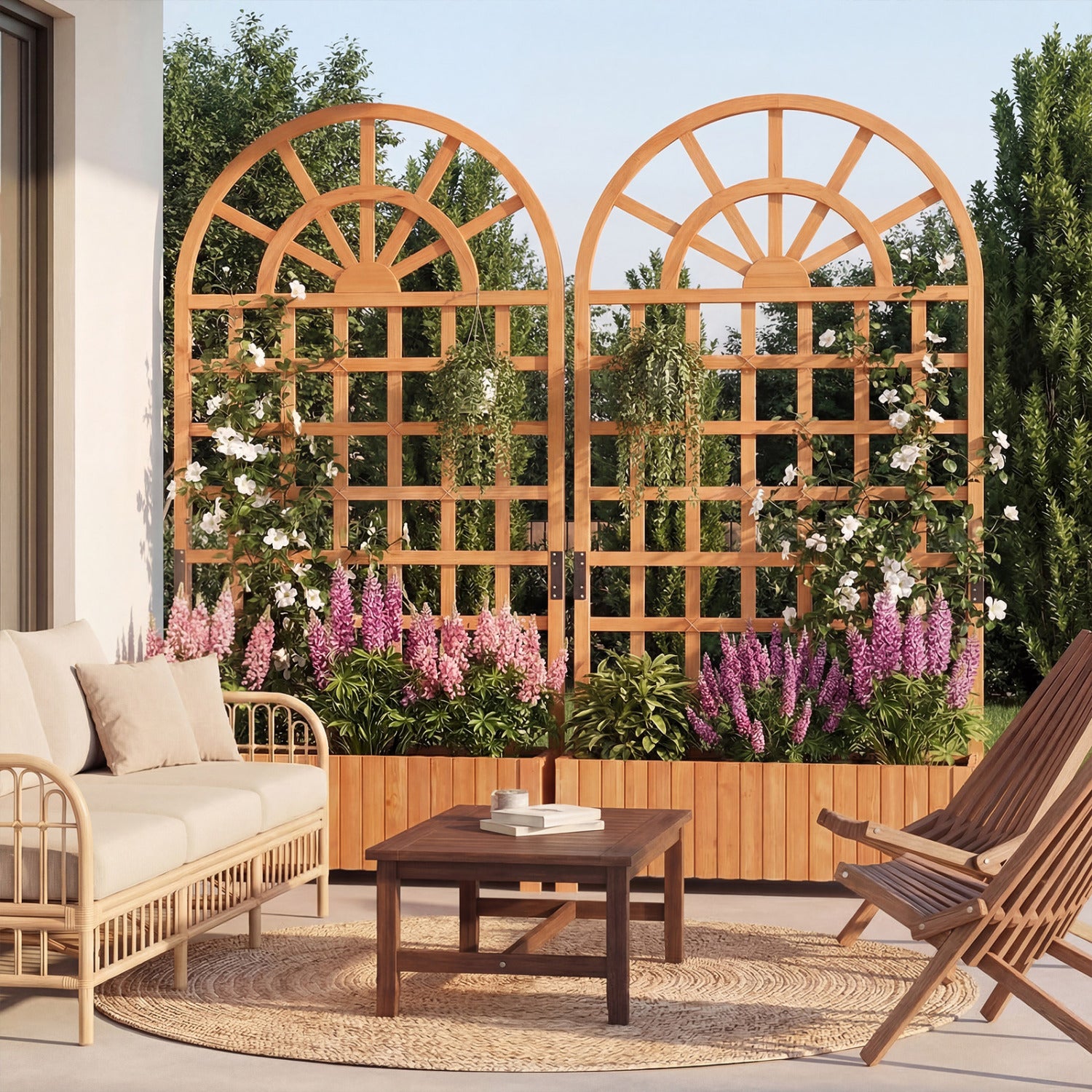 Wooden Raised Garden Bed With Trellis, 71