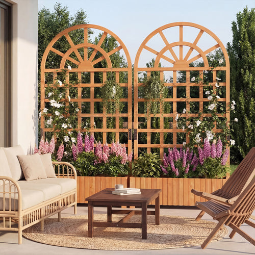 Wooden Raised Garden Bed With Trellis, 71