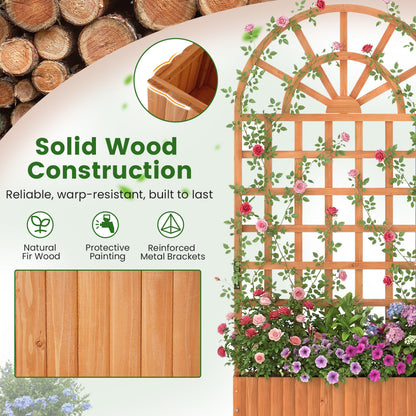 Wooden Raised Garden Bed With Trellis, 71" Planter Box, Brown Raised Garden Beds at Gallery Canada