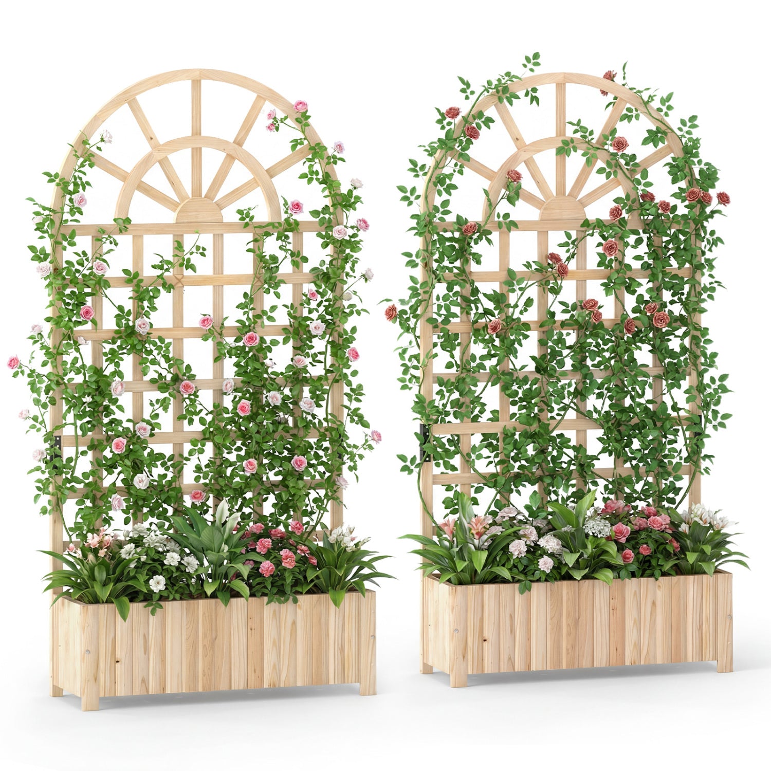 Wooden Raised Garden Bed With Trellis, 71