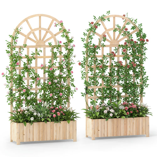 Wooden Raised Garden Bed With Trellis, 71
