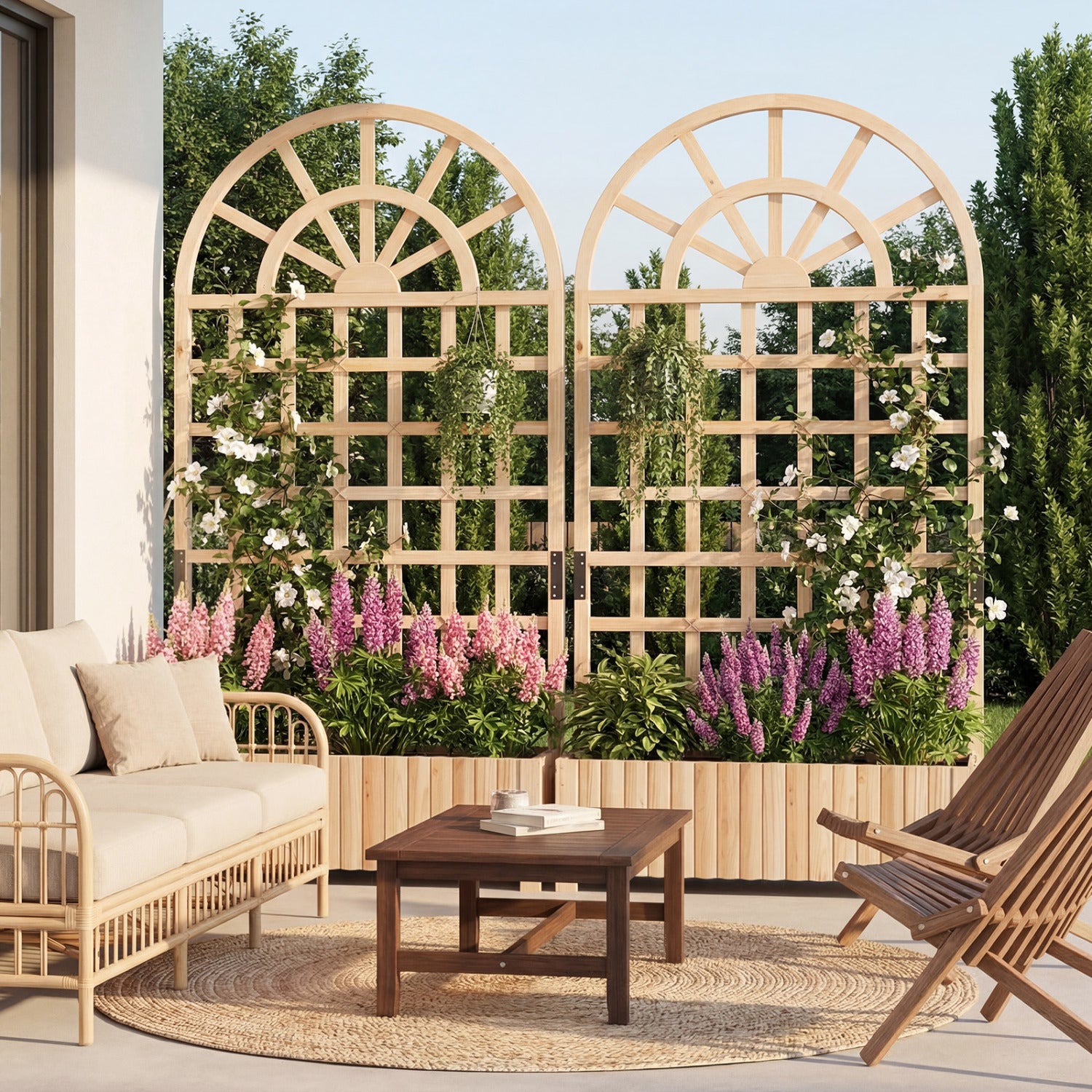 Wooden Raised Garden Bed With Trellis, 71