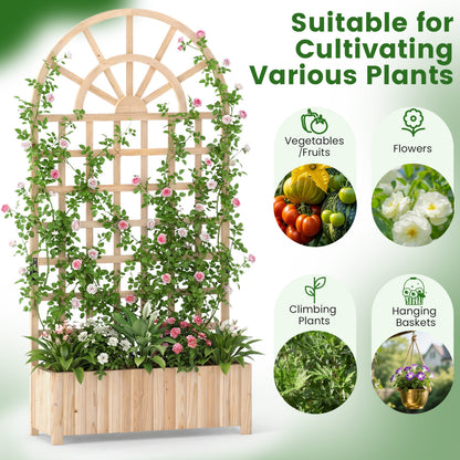 Wooden Raised Garden Bed With Trellis, 71", Set Of 2, Natural Raised Garden Beds at Gallery Canada