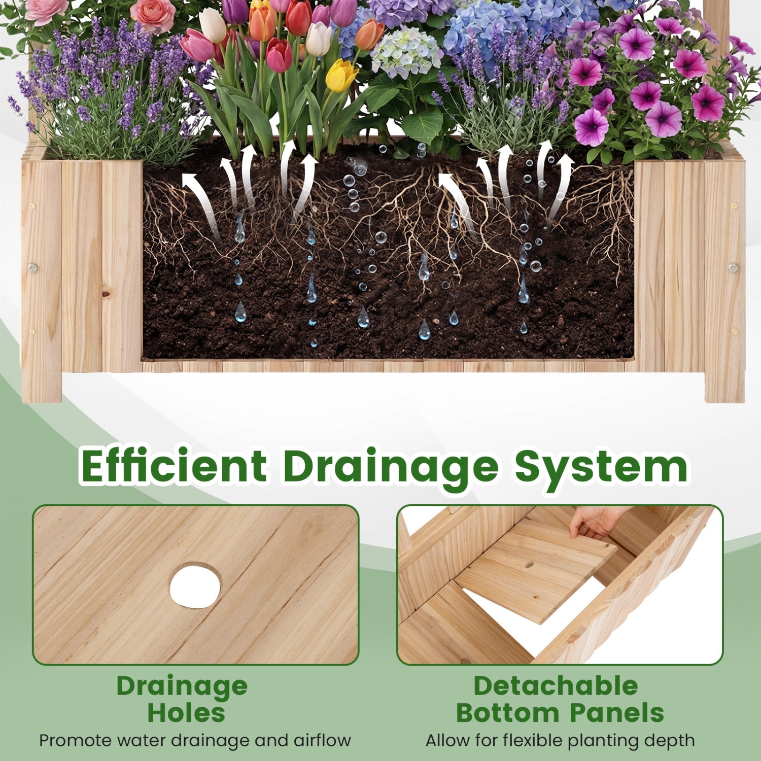 Wooden Raised Garden Bed With Trellis, 71