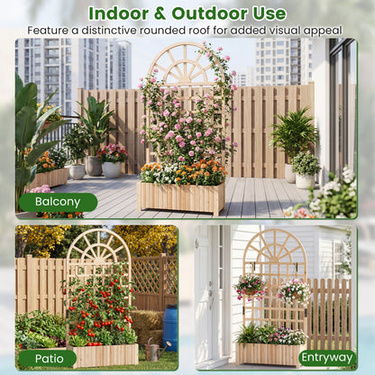 Wooden Raised Garden Bed With Trellis, 71", Set Of 2, Natural Raised Garden Beds at Gallery Canada