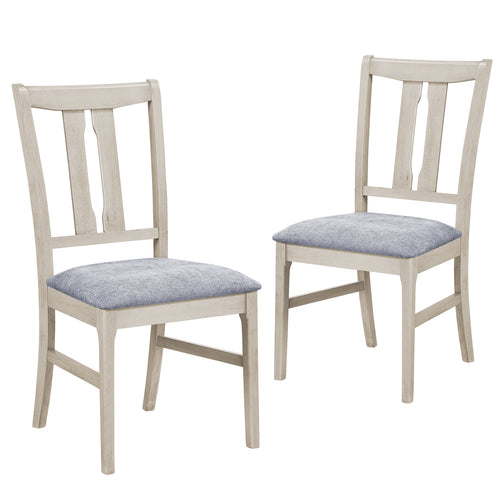 Set Of 2 Wooden Upholstered Dining Chairs, Gray