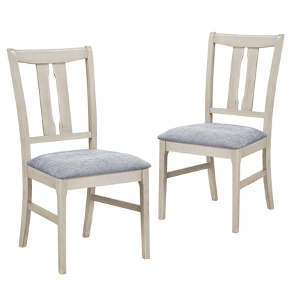 Set Of 2 Wooden Upholstered Dining Chairs, Gray Dining Chairs at Gallery Canada