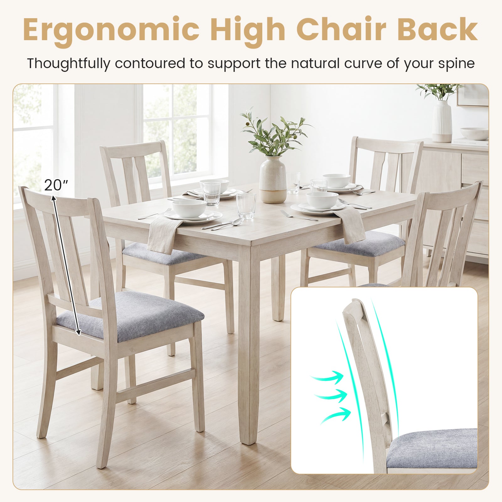 Set Of 2 Wooden Upholstered Dining Chairs, Gray Dining Chairs at Gallery Canada