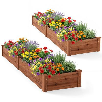 Set of 2 Wooden Raised Garden Beds, Brown