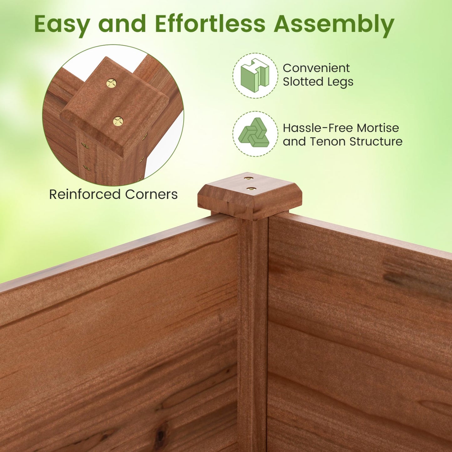 Set of 2 Wooden Raised Garden Beds, Brown