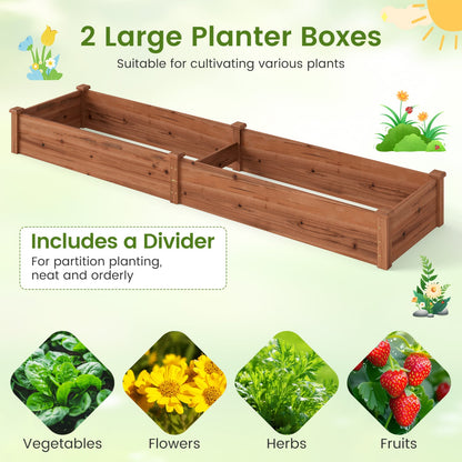 Set of 2 Wooden Raised Garden Beds, Brown