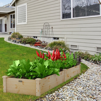 Set of 2 Wooden Raised Garden Beds, Natural