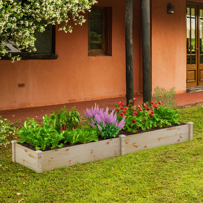 Set of 2 Wooden Raised Garden Beds, Natural